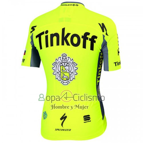 Tinkoff Ropa Ciclismo Culotte Corto 2016 Mangas Cortas AMarillo